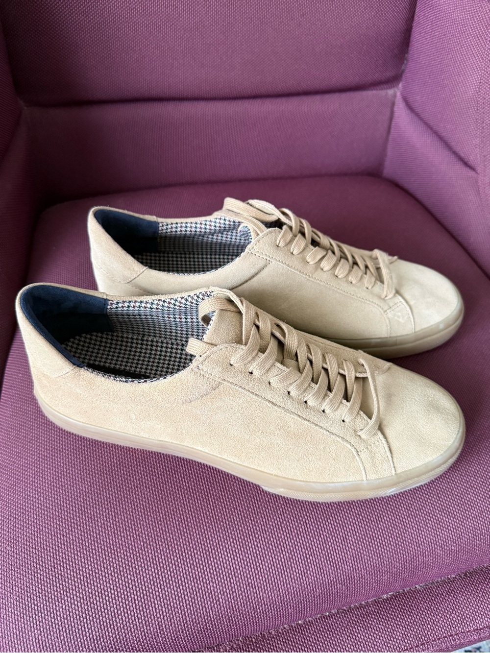 Vince Beige Suede Low-Top Sneakers